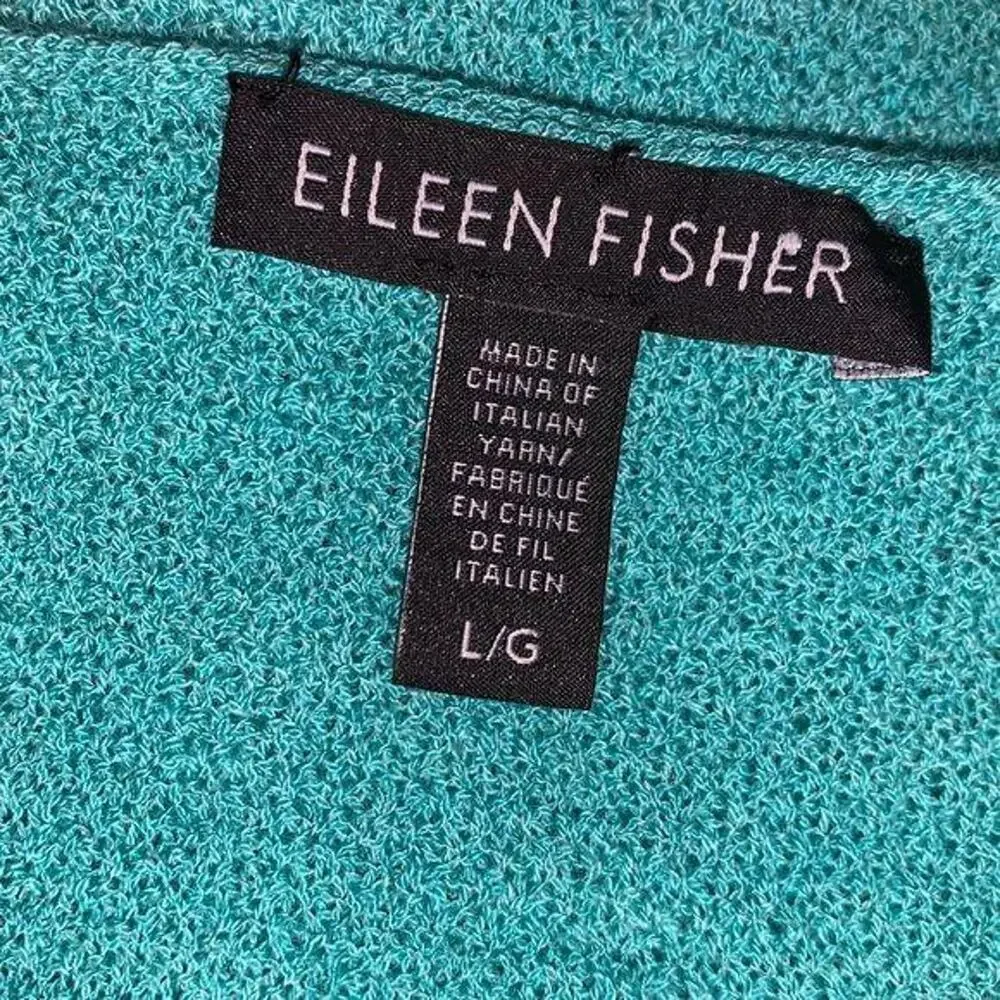 Eileen Fisher Womens Sweater Wool Pullover V Neck Asymmetrical Teal Green Large
